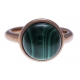 Bague en acier rosé - cabochon malachite  - 13mm - T50 à 60