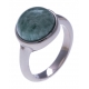 Bague en acier - cabochon amazonite  - 13mm - T50 à 60