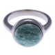 Bague en acier - cabochon amazonite  - 13mm - T50 à 60