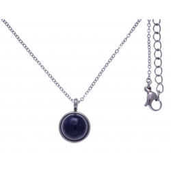 Collier en acier - cabochon sodalite 14mm - 40+7cm