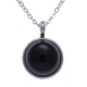 Collier en acier - cabochon onyx 14mm - 40+7cm