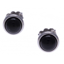 Boucles d'oreille en acier - cabochon onyx 8mm