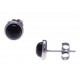 Boucles d'oreille en acier - cabochon onyx 8mm