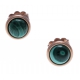 Boucles d'oreille en acier rosé - cabochon malachite 8mm