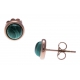 Boucles d'oreille en acier rosé - cabochon malachite 8mm