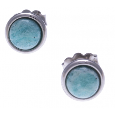 Boucles d'oreille en acier - cabochon amazonite 8mm