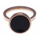 Bague en acier rosé - onyx - diamètre 14 mm - T50 à 60