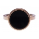 Bague en acier rosé - onyx - diamètre 14 mm - T50 à 60