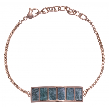 Bracelet en acier rosé - amazonite - longueur 16+4cm