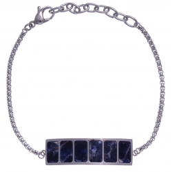 Bracelet en acier - sodalite - longueur 16+4cm