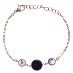 Bracelet en acier rosé - sodalite et howlite blanche - diamètre 8, 11 et 8mm - longueur - 16+4cm