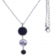 Collier en acier - sodalite, howlite et onyx - diamètre 14, 11 et 8mm - longueur - 45+10cm