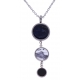 Collier en acier - sodalite, howlite et onyx - diamètre 14, 11 et 8mm - longueur - 45+10cm