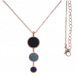 Collier en acier rosé - onyx, amazonite et sodalite - diamètre 14, 11 et 8mm - l