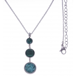 Collier en acier - malachite, et amazonite - diamètre 14, 11 et 8mm - longueur - 45+10cm