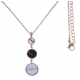 Collier en acier rosé - sodalite et howlite blanche - diamètre 14, 11 et 8mm - longueur - 45+10cm