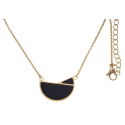 Collier en acier doré - onyx - 40+10cm