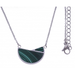 Collier en acier - malachite - 40+10cm