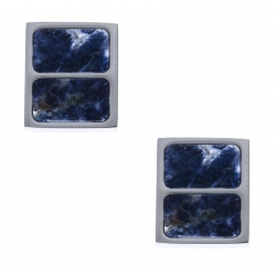 Boucles d'oreille en acier - sodalite