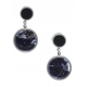 Boucles d'oreille en acier - sodalite et onyx - diamètre 14 et 8mm