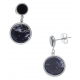 Boucles d'oreille en acier - sodalite et onyx - diamètre 14 et 8mm