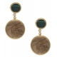 Boucles d'oreille en acier doré - malachite et jaspe paysage diamètre 14 et 8mm