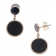 Boucles d'oreille en acier rosé - sodalite et onyx diamètre 14 et 8mm