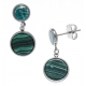 Boucles d'oreille en acier - malachite, et amazonite - diamètre 11 et 8mm