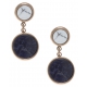 Boucles d'oreille en acier rosé - sodalite et howlite blanche diamètre 11 et 8mm