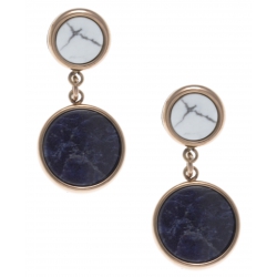 Boucles d'oreille en acier rosé - sodalite et howlite blanche diamètre 11 et 8mm