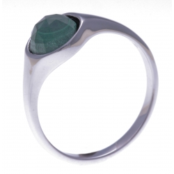 Bague argent rhodié 2,5g - malachite facetté - T50 à 60