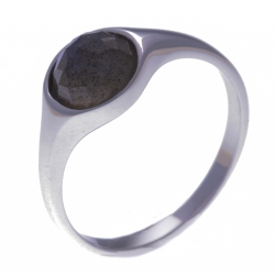 Bague argent rhodié 2,5g - labradorite facetté - T50 à 60