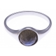 Bague argent rhodié 2,5g - labradorite facetté - T50 à 60