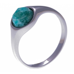 Bague argent rhodié 2,5g -  amazonite facetté - T50 à 60