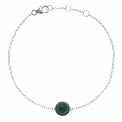 Bracelet argent rhodié 1,5g - malachite facetté - 17+1+1cm