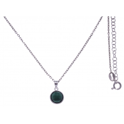 Collier argent rhodié 3g - malachite facetté - 38+5cm