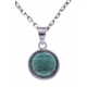 Collier argent rhodié 3g - malachite facetté - 38+5cm