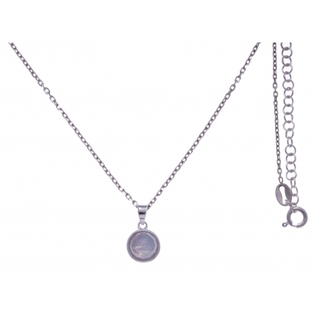 Collier argent rhodié 3g -  pierre de lune facetté - 38+5cm