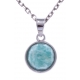 Collier argent rhodié 3g -  amazonite facetté - 38+5cm