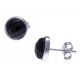 Boucles d'oreille argent rhodié 1,8g - onyx facetté