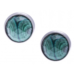 Boucles d'oreille argent rhodié 1,8g - malachite facetté