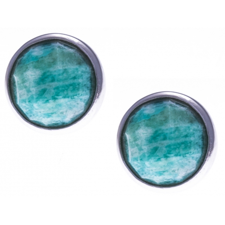 Boucles d'oreille argent rhodié 1,8g -  amazonite facetté