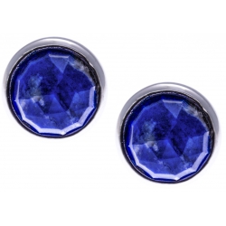 Boucles d'oreille argent rhodié 1,8g -  lapis lazuli  facetté