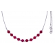 Collier argent rhodié 7,6g - 10 billes de 6mm en agate fushia - 40+7cm