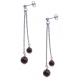 Boucles d'oreille argent rhodié 4,9g - 1 bille 6mm - 1 bille 8mm - il de tigre - longueurs 4,5 et 6cm