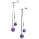 Boucles d'oreille argent rhodié 4,9g - 1 bille 6mm - 1 bille 8mm - améthyste - longueurs 4,5 et 6cm