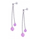 Boucles d'oreille argent rhodié 4,9g - 1 bille 6mm - 1 bille 8mm - agate rose - longueurs 4,5 et 6cm