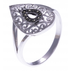 Bague argent rhodié 2,4g - marcassites - T50 à 60