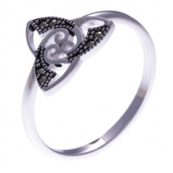 Bague argent rhodié 1,8g - triskel - marcassites - T50 à 60