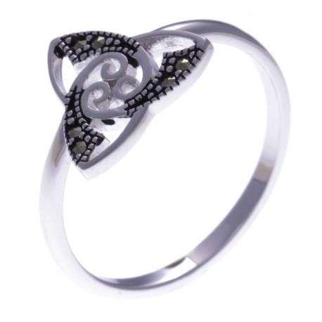 Bague argent rhodié 1,8g - triskel - marcassites - T50 à 60